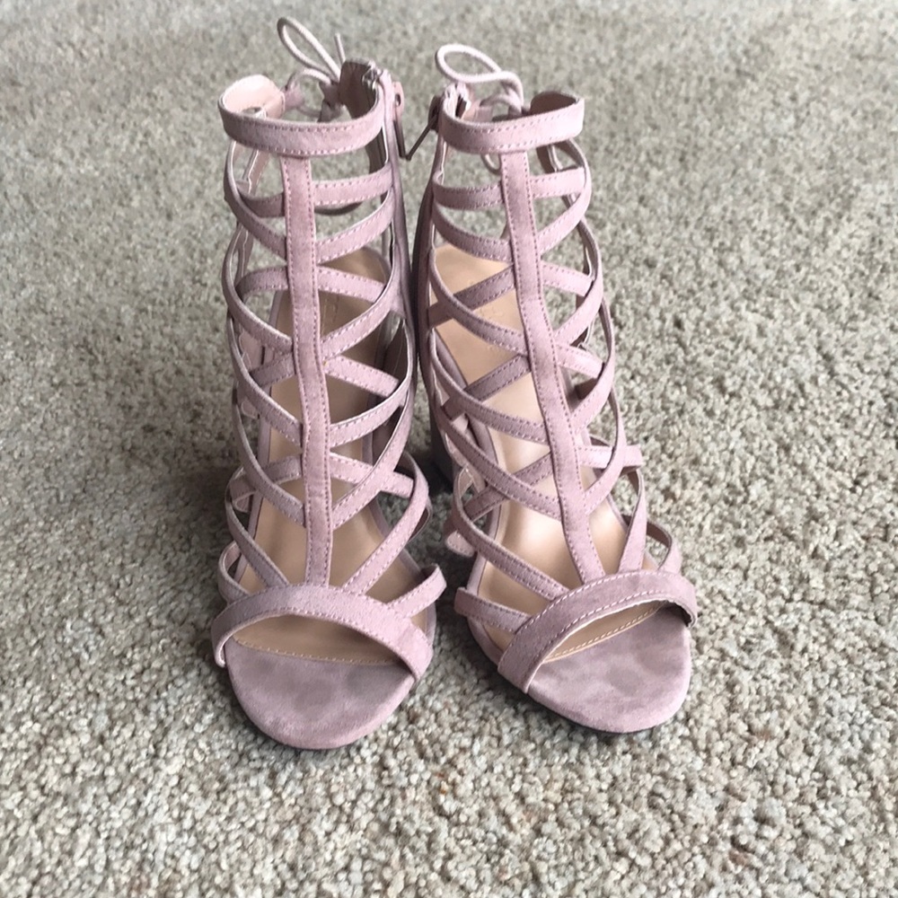 Charlotte Russe caged lace-up back heels